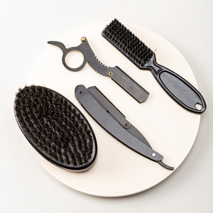 Kit de toilettage de la barbe Playboy pour hommes, avec anneau de fixation pour brosse et support de rasoir pliable, ensemble en plastique noir pour l'entretien de la barbe - Product Image 2