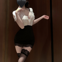 Seragam Sekretaris Menggoda dan Provokatif, Lingerie Wanita Kantoran dengan Belahan Terbuka, Rok Bodycon Seksi untuk Klub Malam