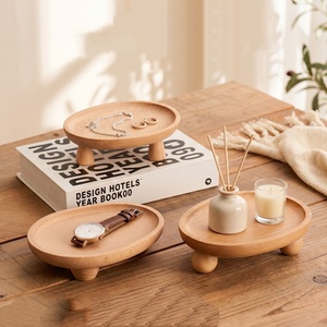<span class=keywords><strong>Plateau</strong></span> de rangement moderne en bois de hêtre en forme de galet avec pieds, <span class=keywords><strong>plateau</strong></span> de service décoratif en bois sur pieds <span class=keywords><strong>pour</strong></span> fruits, collations et bijoux - Product Image 2
