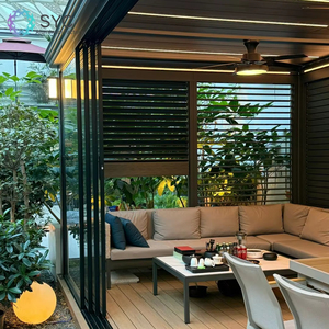 OEM nhà máy hiện đại ngoài trời bioclimatic pergola nhôm louver 3x3 3x4 4x4 6x4 m sơn tĩnh điện khung thiên nhiên áp lực điều trị - Product Image 1