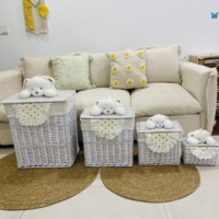 Panier de rangement pour meubles en osier bon marché Panier à linge avec couvercle