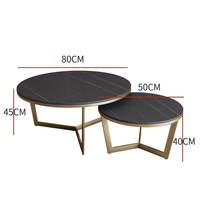 Table basse gigogne moderne en pierre frittée noire et acier inoxydable pour salon – Vente en gros