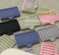 Porte-savon en silicone auto-drainant à rainures verticales avec bec de drainage pour salle de bain et cuisine