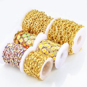 थोक 18k सोने क्यूबा लिंक स्टेनलेस स्टील श्रृंखला हार DIY गहने श्रृंखला गहने निष्कर्ष - Product Image 4