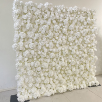 Zijden Rozen 3D Kunstbloemenwand voor Bruiloftdecoratie, op rol te hangen bloemenwand voor ceremonie achtergrond