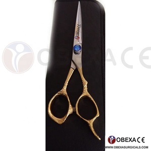 กรรไกรตัดผมสแตนเลส 4Cr13 สำหรับคนถนัดขวา ด้ามจับลายมังกร ใบมีดตรง ปลายแหลม ปรับระดับได้ด้วยสกรู อุปกรณ์เสริมสวย - Product Image 2