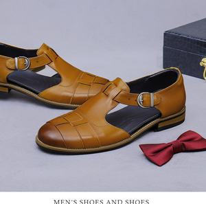 Men's Genuine Leather Floral Pattern Waterproof Lightweight High Top Formal Business Slip <b>Pointed</b> <b>Toe</b> British Buckle Anti-Slip - Product Image 6