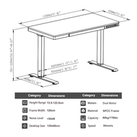 Bureau debout électrique à double moteur, table ergonomique à hauteur réglable avec tiroir et contrôleur intégré à 3 préréglages de mémoire