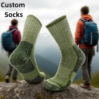 Chaussettes d'équipage respirantes à logo personnalisé en Offre Spéciale Chaussettes d'hiver en laine mérinos antidérapantes pour le ski et la randonnée