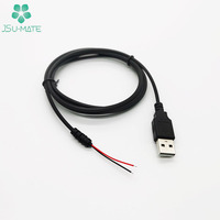Câble USB 2.0 mâle vers fil nu à extrémité ouverte en cuivre, cordon d'alimentation USB-A 2.0 mâle avec gaine de décharge de tension