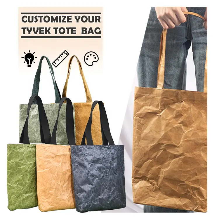 Huahao tas jinjing wanita, tas belanja warna-warni kertas Kraft Tyvek Aloha ramah lingkungan dapat digunakan kembali