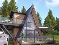 Maisons préfabriquées Maisons à ossature en A Villas de luxe triangulaires Installation rapide Maison conteneur Maison modulaire préfabriquée avec terrasse