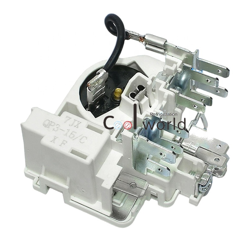 Relè di Avviamento PTC QP3-15/C 7JX con Protezione da Sovraccarico per Compressore di Frigorifero e Congelatore