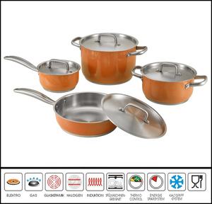 Juego de utensilios de cocina con revestimiento de color de 8 piezas, olla y sartén de acero inoxidable de inducción para cocina casera - Product Image 3