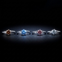 Bague classique en moissanite 1 carat à six griffes en argent S925, bague de fiançailles, cadeau de Saint-Valentin, alliance ajustable pour femme