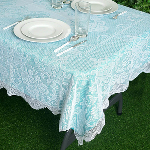 Nappe en dentelle jacquard avec motif imprimé à effet floral Tissu carré réutilisable pour motif rond de banquet de fête - Product Image 1