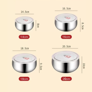 3PCs/4pcs thép không gỉ Nhà bếp bao gồm niêm phong thực phẩm container tủ lạnh tròn bát ăn trưa gấp ba bộ lưu trữ boxs - Product Image 4