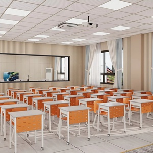 Modern Removable MDF Student Desk With Wheels School Furniture Set University Student Desk <strong>and</strong> Chair Group Desk For <strong>Classroom</strong> - Product Image 2