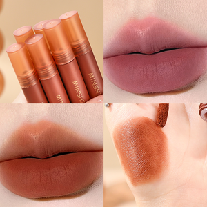 Base de barro de labios MINSHZEE Mousse personalizada-Líquido de brillo de <span class=keywords><strong>tinte</strong></span> de labios impermeable a prueba de transferencia de larga duración mate de terciopelo - Product Image 4