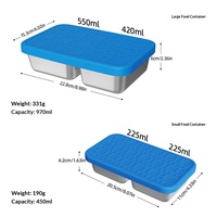 Boîte à lunch moderne et durable en acier inoxydable de 1 L, rectangulaire, pour conserver la fraîcheur, étanche à l'humidité, avec couvercle