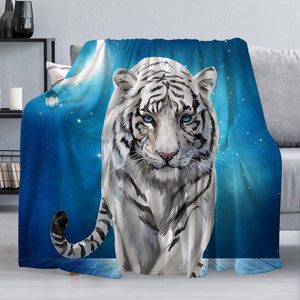Starry Sky White Tiger Flannel Blanket Throw Blanket Nap Blanket Fade Resistant Lightweight for Bedroom Living Room Custom Print - Product Image 6