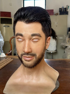 Masques masculins en silicone réalistes avec cheveux et barbe froissée, directement de l'usine, <span class=keywords><strong>pour</strong></span> acteurs, cosplayers et travestis - Product Image 3