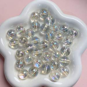 Perles en plastique acrylique Lucite en gros 16 mm Placage UV Rond mignon Emballage en sac OPP pour la fabrication de bijoux - Product Image 2