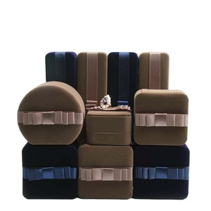 Ribbon Design Velvet Jewelry Box for Women Rectangle <b>Storage</b> for Necklaces <b>Rings</b> (Double) Bracelets - Product Image 1