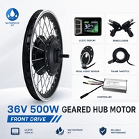 Kit de conversion de vélo électrique avec moteur à moyeu à engrenages pour roue avant 36V 500W, avec écran LCD7C et connecteur étanche pour VTT