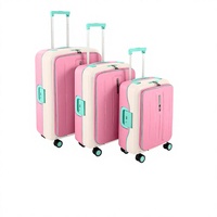 Ensemble de bagages Bubule 3 pièces en PP, ouverture frontale, imperméable, résistant aux rayures, avec compartiment pour ordinateur portable, valise à roulettes