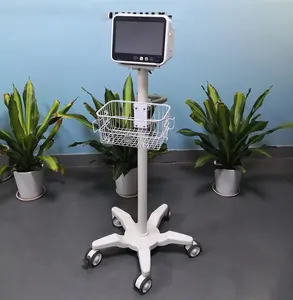 รถเข็นสแตนเลสสำหรับโรงพยาบาลเครื่องมือทางการแพทย์ขาตั้งมอนิเตอร์สำหรับผู้ป่วย