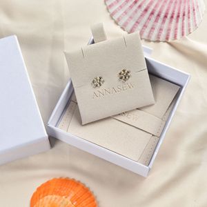 <strong>Logo</strong> <strong>Customized</strong> Paper Jewelry Box With Jewelry <strong>Packaging</strong> Pouch Snap Button Microfiber Jewelry Pouch and <strong>Card</strong> Insert - Product Image 3
