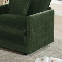 Canapé deux places moderne en tissu pour salon, canapé rembourré de grande taille avec assise profonde, 2 places avec 4 coussins, chenille verte