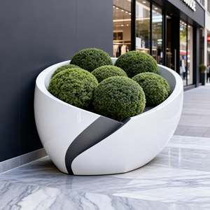 Pot de fleurs en fibre de verre, parc, école, centre commercial, grand bac à fleurs, <span class=keywords><strong>jardin</strong></span> extérieur, jardinière en FRP, bassin paysager commercial - Product Image 3
