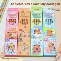 Crayons en bois à motifs de dessins animés, lot de 12, taille-crayon inclus, mine HB, multicolores, pour élèves du primaire, récompenses, petits cadeaux, fournitures scolaires