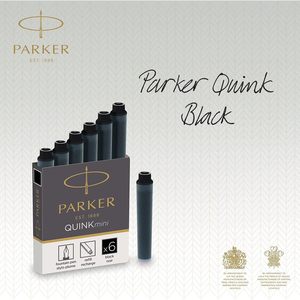 Cartouches d'encre noires Parker Quink Mini pour stylo plume, lot de 6, pour l'écriture - Product Image 2