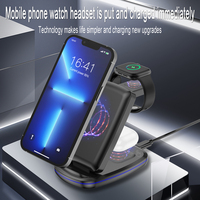 3 in 1 15w 10w hızlı şarj kablosuz şarj standı tutucu telefonlar için kablosuz şarj İşlevli istasyonu Smartwatch kulaklık