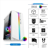 Boîtier d'ordinateur de bureau vertical MicroATX DIYUSB30 avec effet lumineux RGB blanc, mini, exquis, entièrement transparent, pour jeux et bureautique