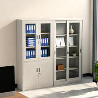 Archivador de Acero de Cuatro Niveles con Puerta de Vidrio para Gestión de Documentos en Oficinas, Archivos, Centros Médicos y Laboratorios