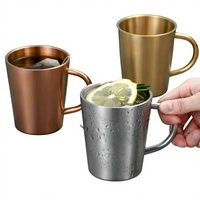 Mug à café à double paroi en acier inoxydable 304 avec logo personnalisé, tasse à thé en métal isolée thermiquement avec poignée pour cadeaux promotionnels et offres spéciales