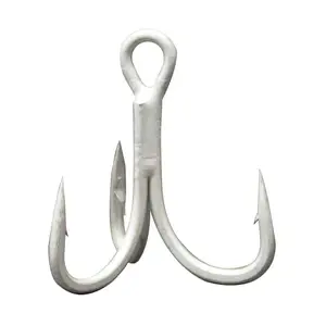 BKK 6066-4X-NP High Quality Treble Fishing Lure Hooks 1# 2# 4# 6# 8# White Tin Super Strong with Bulk Barbed for Lake Fishing