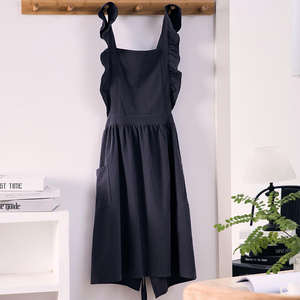 Delantal de Lino 100% Algodón, Estilo Coreano Japonés, Simple, para Cocina, Jardinería, Vestido Tipo Babero para Mujer, Venta al Por Mayor - Product Image 3