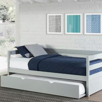 Lit pour enfants moderne de taille double avec cadre de lit gigogne, en bois de pin massif durable, support à lattes réglable pour la chambre à coucher, le salon