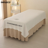Draps de lit spécifiques pour salon de beauté agrandis en taille serviette de bain de beauté ensemble de serviettes de lit housse de matelas logo de marquage à chaud