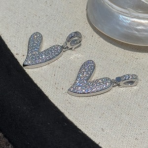 Pendentif latéral simple et basique en argent pur S925 avec zircone complète, design rétro, luxe léger, pendentifs de mode, breloques - Product Image 1