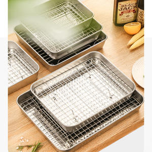 Venta al por mayor tamaño completo rectángulo hornear barbacoa Pan cocina para hornear acero inoxidable 304 hojas para hornear pastel bandeja para hornear con rejilla de refrigeración - Product Image 1