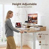Bureau d'écriture moderne en bois, écologique, portable, réglable en hauteur par motorisation, avec tiroir de rangement, idéal pour les petites surfaces d'étude