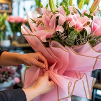 Papel de Regalo Floral Mate con Borde Dorado, Lámina de Embalaje Impermeable para Ramos de Flores, Decoración de Regalos, Venta al Por Mayor