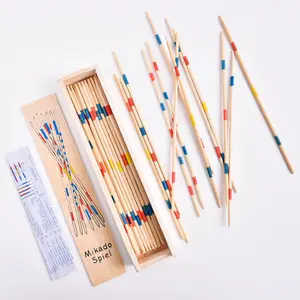 Classic bamboo mikado Pick-Up Sticks Game in Wooden Box for kids plying brain games