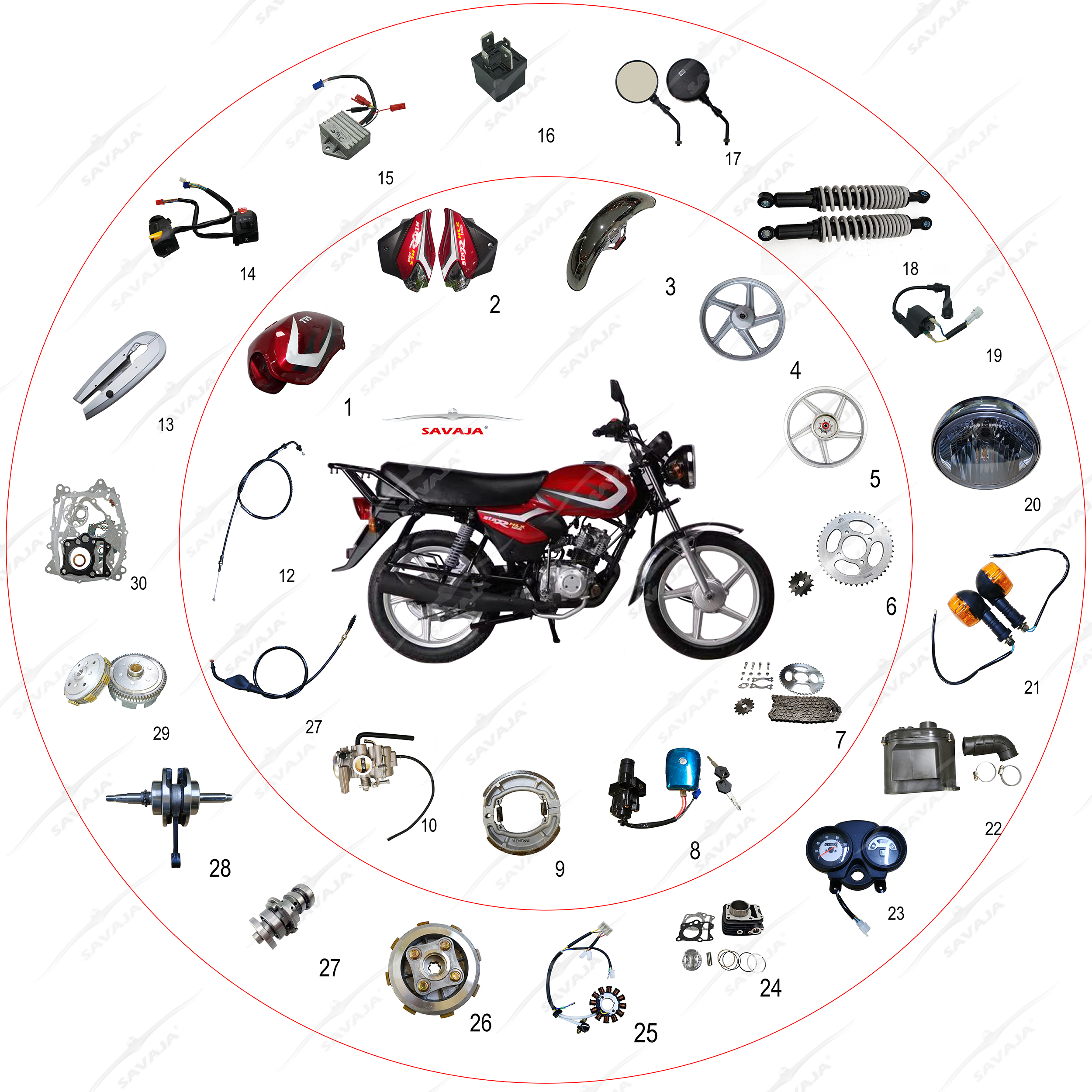 SAVAJA DACCAR High Quality Spare Parts,all Series Motorcycle Parts